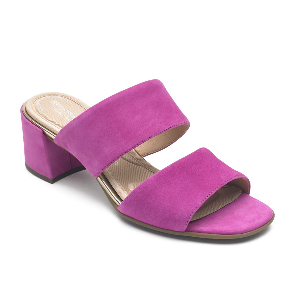 Rockport Womens Slides Pink - Total Motion Alaina Double Band - UK 341-FHYMPZ